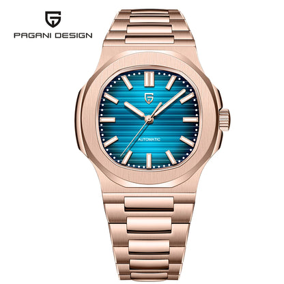 New man DESIGN Automatic luxury Pugani Mechanical Watch With glasses anti-Reflective Sapphire Light needles, man sport Watch, Local Delivery