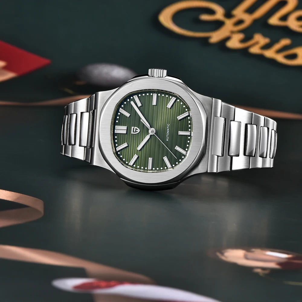 New man DESIGN Automatic luxury Pugani Mechanical Watch With glasses anti-Reflective Sapphire Light needles, man sport Watch, Local Delivery