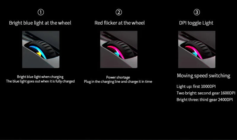 Rechargeable Dual Mode Bluetooth Wireless Mouse, 2.4GHz USB Optical Gaming Mouse with 2400 DPI, Ergonomic Rechargeable Wireless Mouse for PC, Laptop & Mac
