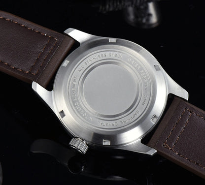 Tandorio 39mm Pilot Men's Diving Automatic Watch AR Sapphire Miyota8215/PT5000 Movt Mechanical Steel Wristwatch 20BAR Green Lume