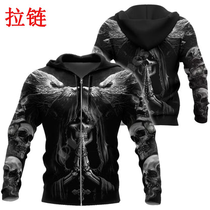 Autumn Fashion Hoodies Fenrir Wolf Skull Tattoo 3D All Over Printed Mens Sweatshirt Unisex Zip Pullover Casual Jacket DW0364