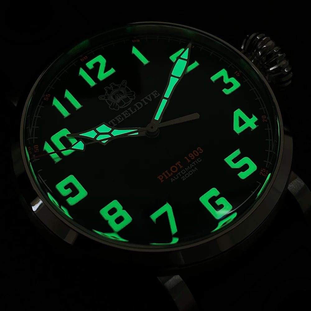 STEELDIVE SD1903 Big 46.5mm Steel Case C3 Luminous 200M Waterproof Sapphire Glass with AR Coating NH35 Mechanical Men Watches