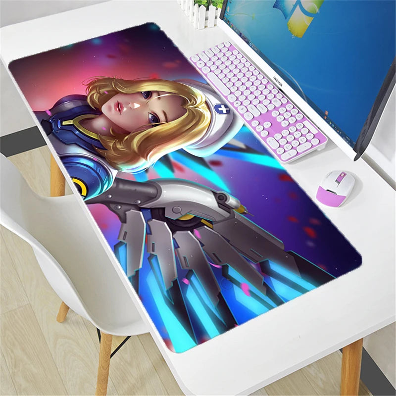 Overwatch Mauspad groß DIY Kawaii XXL PC-Computer-Schreibtischmatte Gamer-Büroteppich Tastatur-Tisch Gaming-Zubehör Mousepad