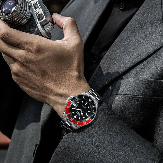 Montre mécanique classique pour homme – Marque de luxe, style professionnel, mouvement automatique, lunette rotative, cadran luminescent, bracelet en acier