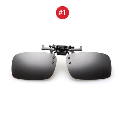 VIVIBEE Men Polarized Flip Up Clip on Sunglasses Black Driving UV400 Women Square S M L Goggles Night Vision Fishing Glasses