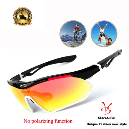 BOLLFO Anti-Glare Bike Glasses UV Protection Cycling Sunglasses TR90 Genuine REVO Coating Silicone Temple Grips Cycling Eyewear