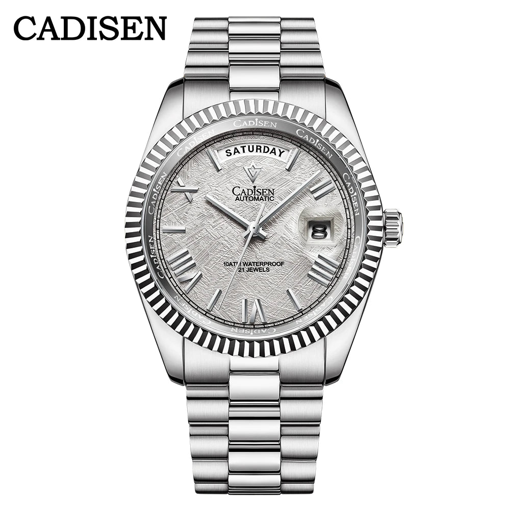 NEW 2025 CADISEN Men's Mechanical Watches Luxury Meteorite Dial Automatic Watch For Men Week 100M Japan MIYOTA 8285 Clock Man