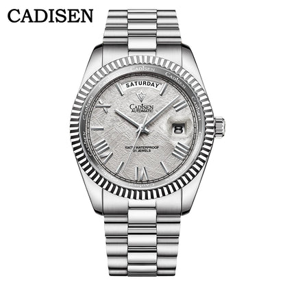 NEW 2025 CADISEN Men's Mechanical Watches Luxury Meteorite Dial Automatic Watch For Men Week 100M Japan MIYOTA 8285 Clock Man