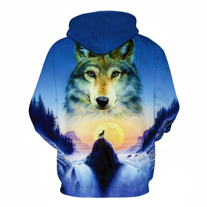 Cool Space Galaxy Wolf Hoodie Hoodies Men Bright Wolf Fashion Handsome Wolf Hoddies Spring Autumn Pullovers Sweatshirts Sweat