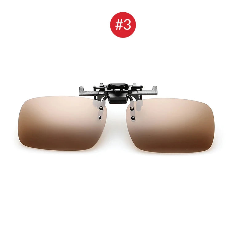 VIVIBEE Men Polarized Flip Up Clip on Sunglasses Black Driving UV400 Women Square S M L Goggles Night Vision Fishing Glasses