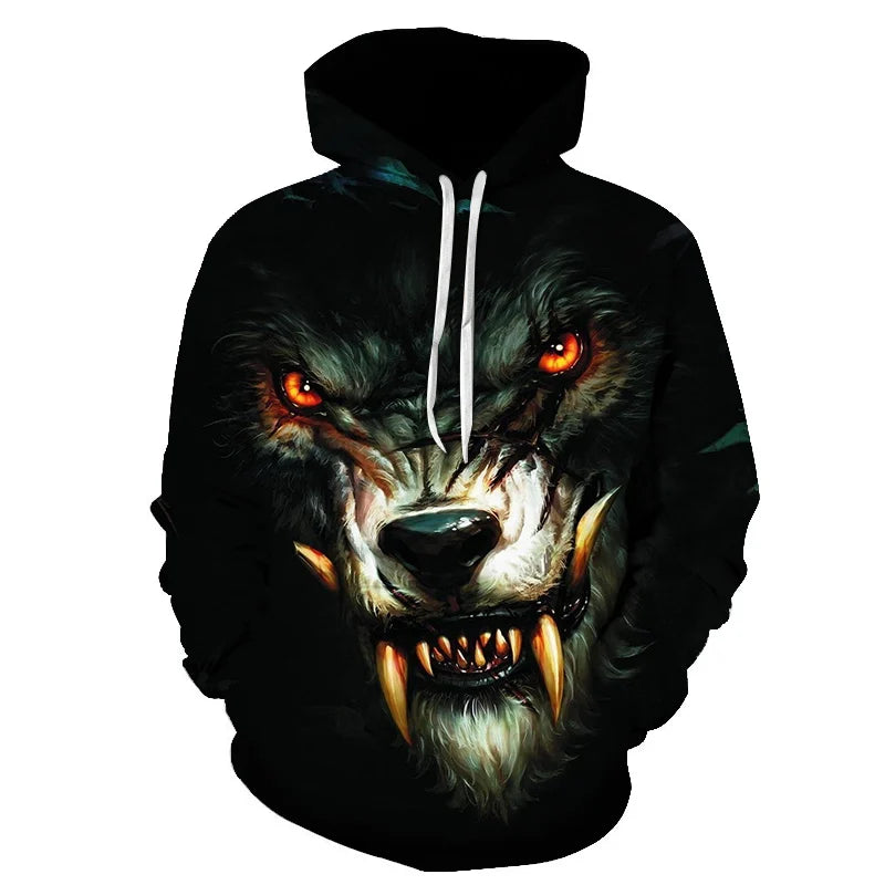 Cool Space Galaxy Wolf Hoodie Hoodies Men Bright Wolf Fashion Handsome Wolf Hoddies Spring Autumn Pullovers Sweatshirts Sweat