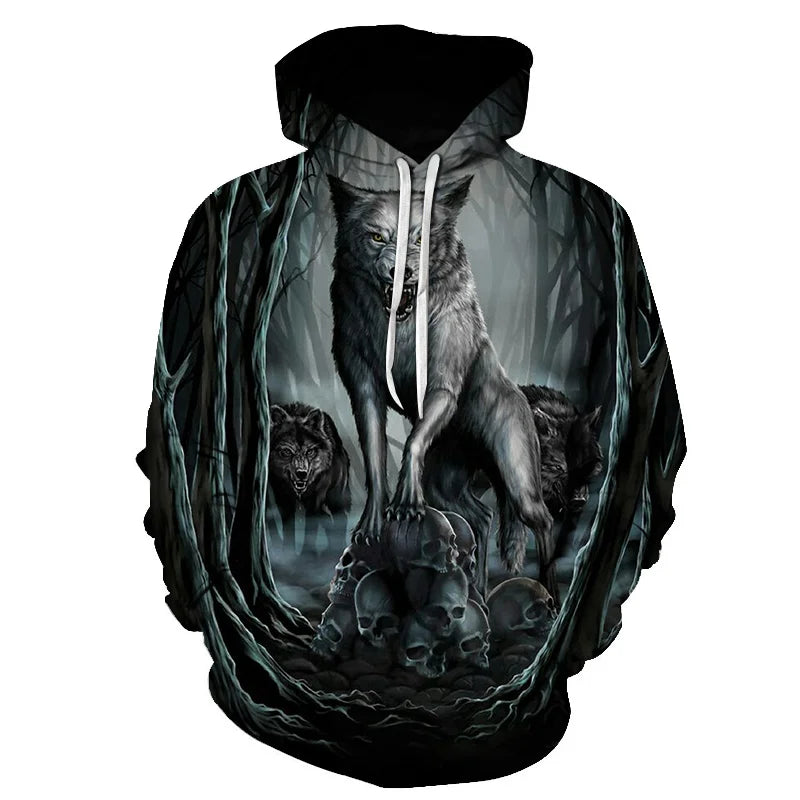 Cool Space Galaxy Wolf Hoodie Hoodies Men Bright Wolf Fashion Handsome Wolf Hoddies Spring Autumn Pullovers Sweatshirts Sweat