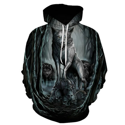 Cool Space Galaxy Wolf Hoodie Hoodies Men Bright Wolf Fashion Handsome Wolf Hoddies Spring Autumn Pullovers Sweatshirts Sweat