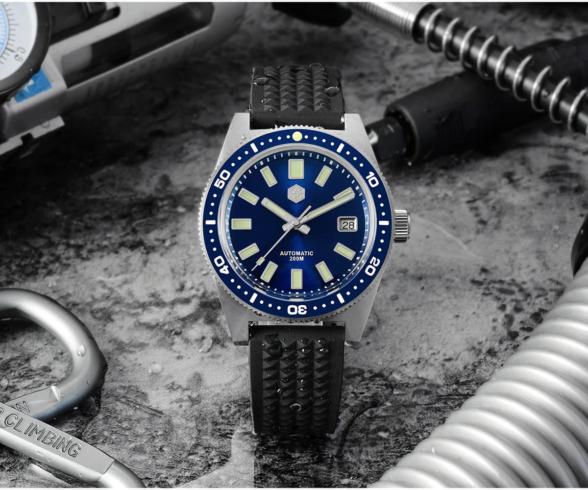 San Martin Official 41mm 62mas V4 Diver Men Watch NH35 Automatic Mechanical Watch Sapphire Glass 200m Waterproof Luminous SN0007