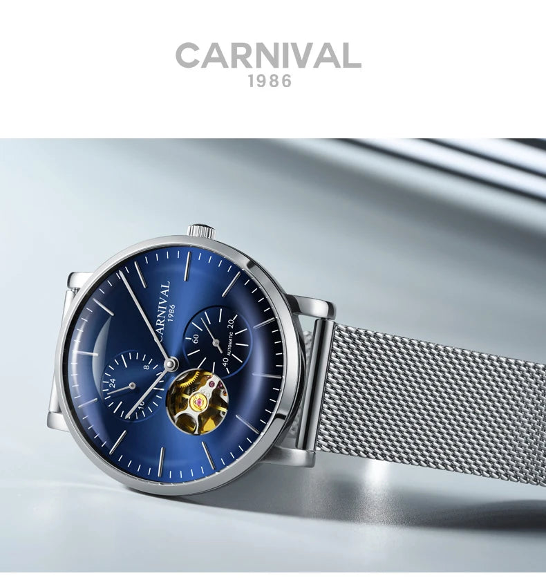 Carnival mechanisch herenhorloge – Luxe automatisch polshorloge met saffierglas