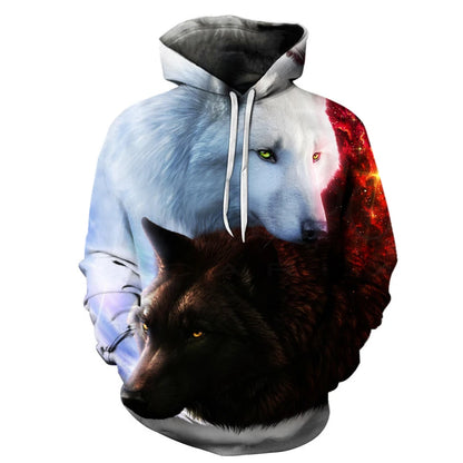 Cool Space Galaxy Wolf Hoodie Hoodies Men Bright Wolf Fashion Handsome Wolf Hoddies Spring Autumn Pullovers Sweatshirts Sweat