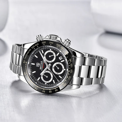 Montres pour hommes BENYAR – Chronographe de luxe, modèle sportif, étanche, en acier inoxydable, à mouvement à quartz