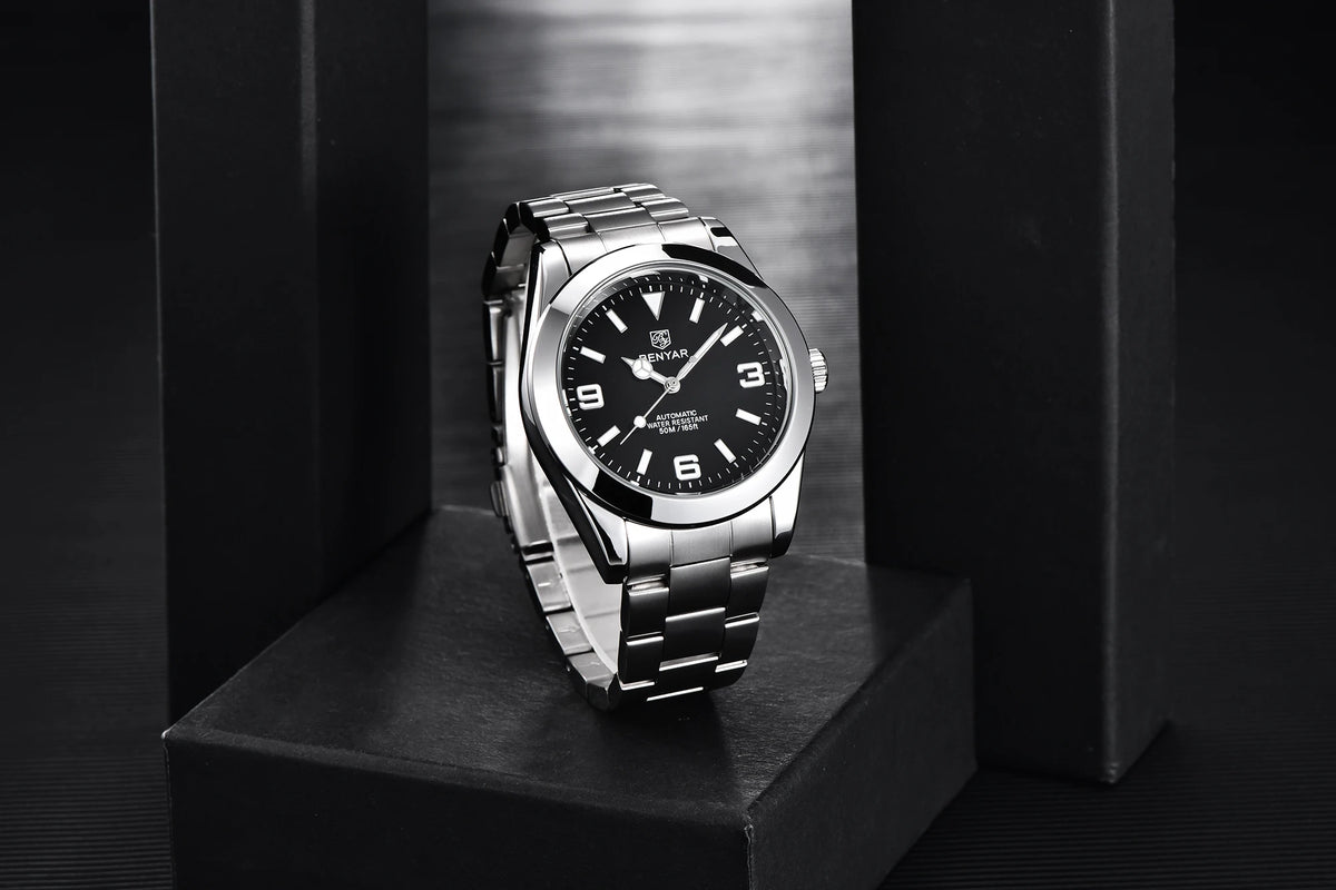 BENYAR Luxury Men Mechanical Wristwatches Stainless Steel Sports Men Automatic Watches 50ATM waterproof Clock
