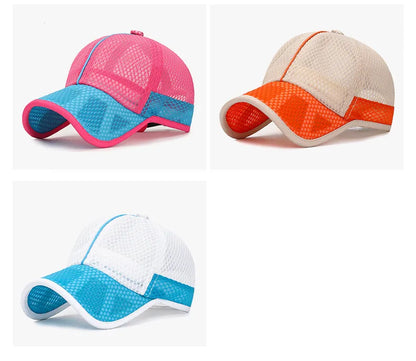 New Summer Children Kids Cute Baseball Cap Solid Breathable Snapback Hat Outdoor Cool Mesh Boy Girl Sun Cap Hat