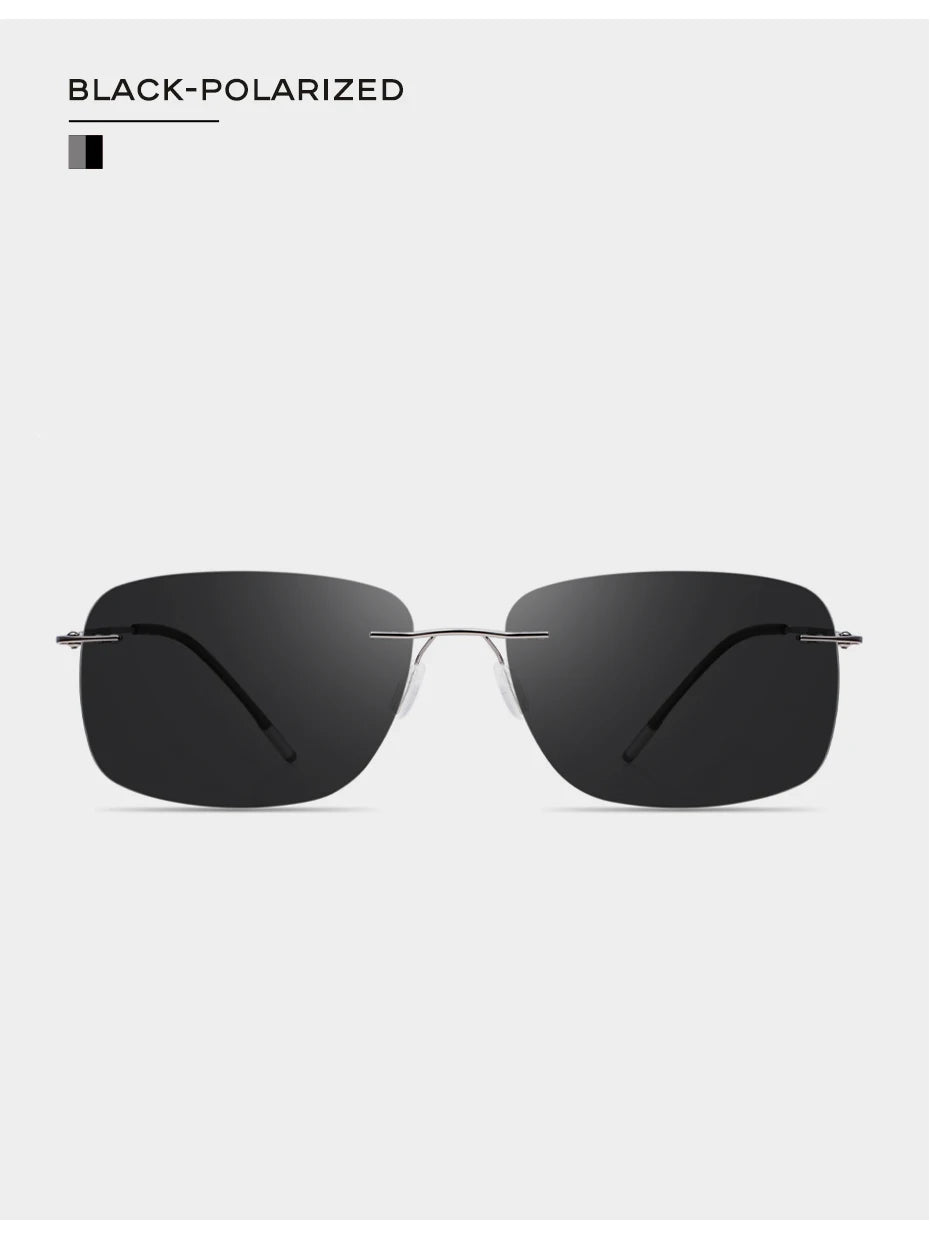 CAPONI Square Sun Glasses For Men Photochromic Polarized Rimless Sunglasses Classic Design High Quality Eyewear UV400 BS7467
