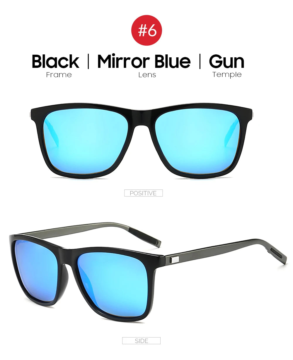 VIVIBEE Luxury Square Polarized Sunglasses Men Driving Blue Mirror Lens Classic Unisex Sun Glasses 2026 Trends Women Shades