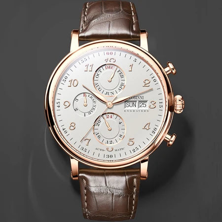 Luxury Brand Switzerland LOBINNI Ewiger Kalender Automatische mechanische Herrenuhr Saphirglas Multifunktionsuhr L13019-8