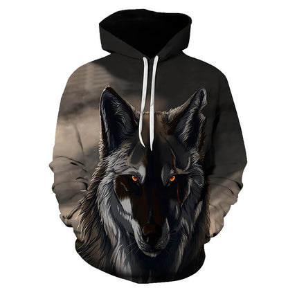 Cool Space Galaxy Wolf Hoodie Hoodies Men Bright Wolf Fashion Handsome Wolf Hoddies Spring Autumn Pullovers Sweatshirts Sweat