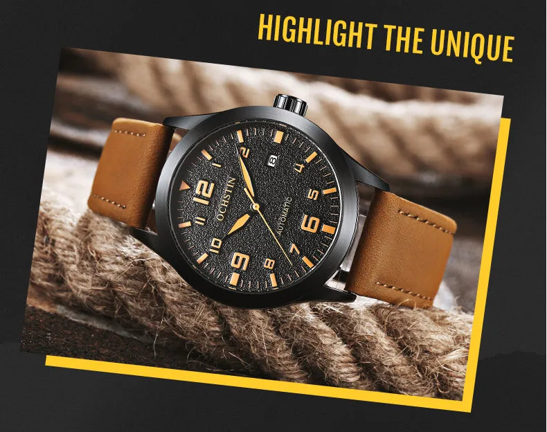 OCHSTIN Men Automatic Mechanical Watch Luxury Casual Dress Military Outdoor Sports Army Mens Wristwatches Waterproof Male Clock