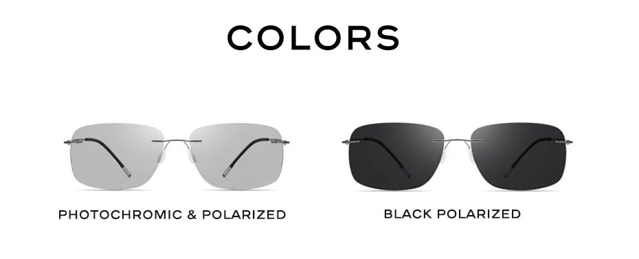 CAPONI Square Sun Glasses For Men Photochromic Polarized Rimless Sunglasses Classic Design High Quality Eyewear UV400 BS7467