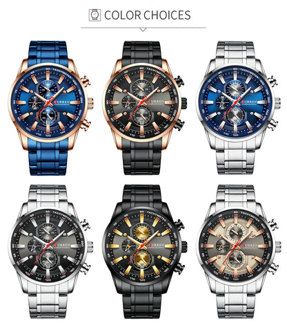 CURREN New Mens Watches Quartz Business Waterproof Watch Man Watches Top Brand Luxury WristWatch Men Chronograph Reloj Hombre