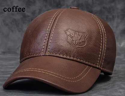 Męskie czapki z daszkiem z prawdziwej skóry bydlęcej, 56–60 cm, czarne/brązowe, z nadrukiem orła, dla mężczyzn, styl casualowy, uliczny, dla dziewczyny, czapki typu „dad hat”