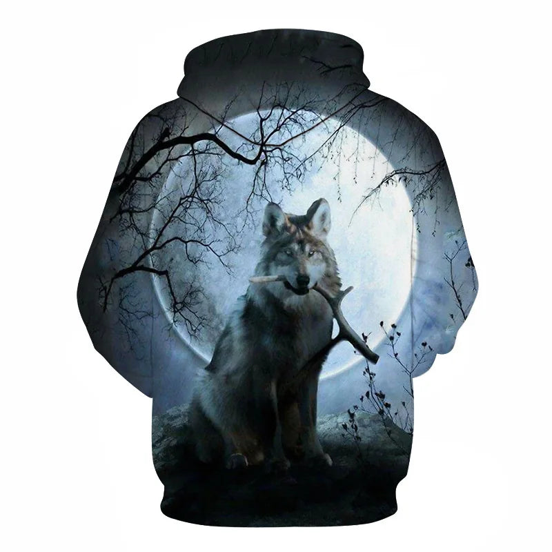 Cool Space Galaxy Wolf Hoodie Hoodies Men Bright Wolf Fashion Handsome Wolf Hoddies Spring Autumn Pullovers Sweatshirts Sweat