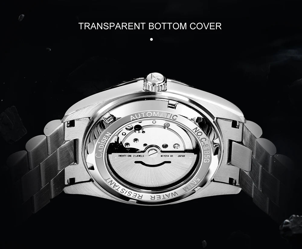 NEW 2025 CADISEN Men's Mechanical Watches Luxury Meteorite Dial Automatic Watch For Men Week 100M Japan MIYOTA 8285 Clock Man