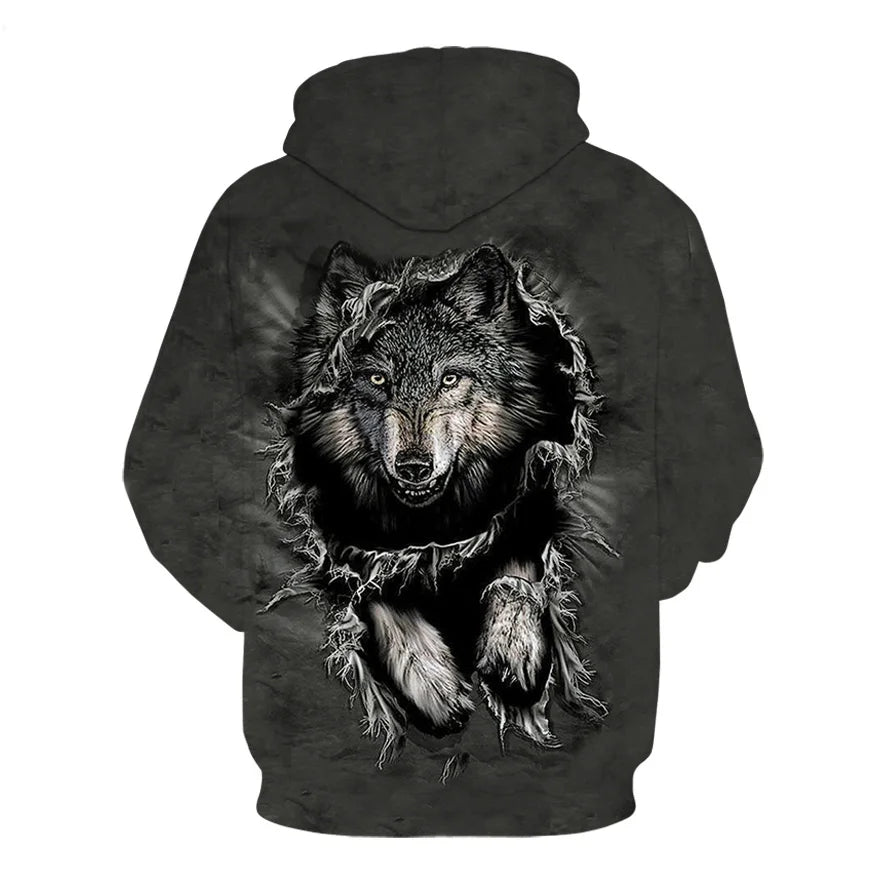 Cool Space Galaxy Wolf Hoodie Hoodies Men Bright Wolf Fashion Handsome Wolf Hoddies Spring Autumn Pullovers Sweatshirts Sweat