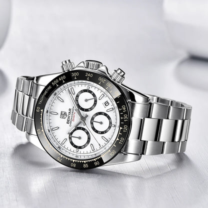 Montres pour hommes BENYAR – Chronographe de luxe, modèle sportif, étanche, en acier inoxydable, à mouvement à quartz