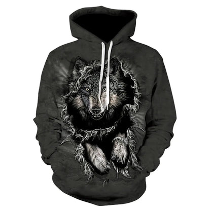 Cool Space Galaxy Wolf Hoodie Hoodies Men Bright Wolf Fashion Handsome Wolf Hoddies Spring Autumn Pullovers Sweatshirts Sweat