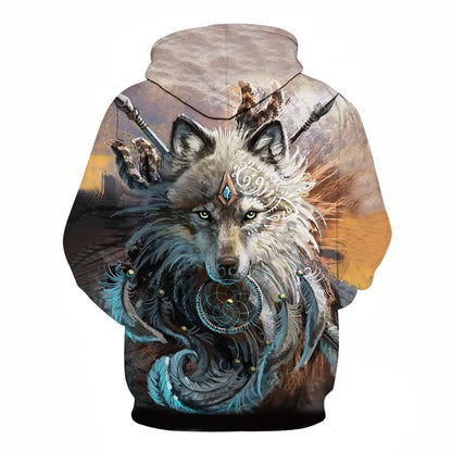 Cool Space Galaxy Wolf Hoodie Hoodies Men Bright Wolf Fashion Handsome Wolf Hoddies Spring Autumn Pullovers Sweatshirts Sweat