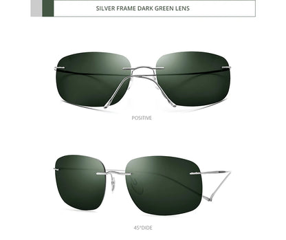FONEX Titanium Rimless Sunglasses Men Austria Ultralight Frameless Square Polarized Sun Glasses for Women Japanese Shades 85694