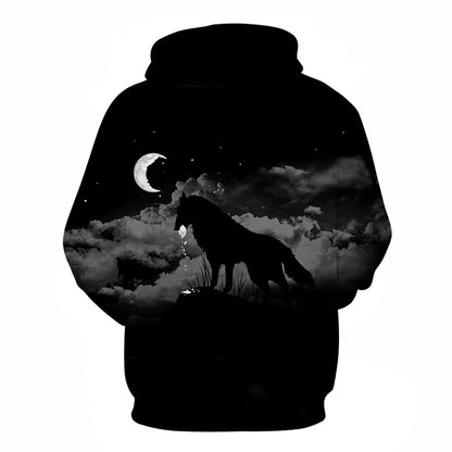 Cool Space Galaxy Wolf Hoodie Hoodies Men Bright Wolf Fashion Handsome Wolf Hoddies Spring Autumn Pullovers Sweatshirts Sweat