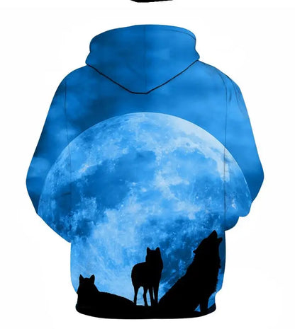 Cool Space Galaxy Wolf Hoodie Hoodies Men Bright Wolf Fashion Handsome Wolf Hoddies Spring Autumn Pullovers Sweatshirts Sweat