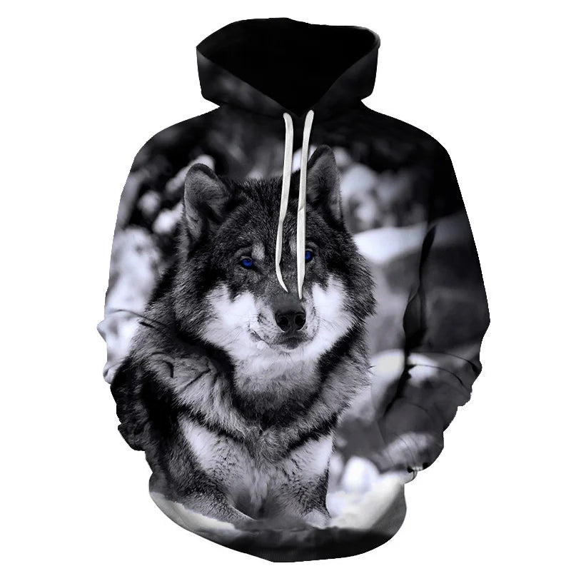 Cool Space Galaxy Wolf Hoodie Hoodies Men Bright Wolf Fashion Handsome Wolf Hoddies Spring Autumn Pullovers Sweatshirts Sweat