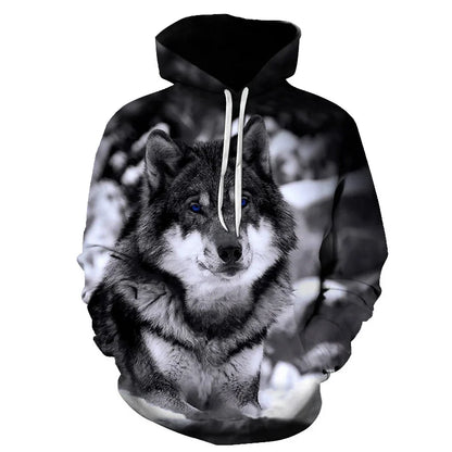 Cool Space Galaxy Wolf Hoodie Hoodies Men Bright Wolf Fashion Handsome Wolf Hoddies Spring Autumn Pullovers Sweatshirts Sweat