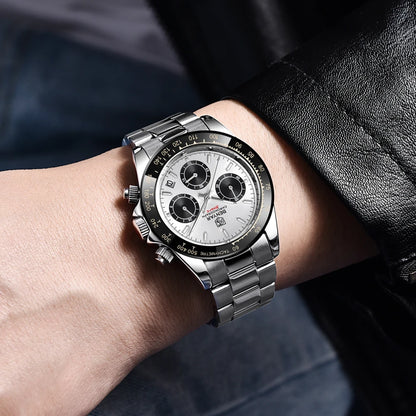 Montres pour hommes BENYAR – Chronographe de luxe, modèle sportif, étanche, en acier inoxydable, à mouvement à quartz