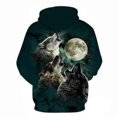 Cool Space Galaxy Wolf Hoodie Hoodies Men Bright Wolf Fashion Handsome Wolf Hoddies Spring Autumn Pullovers Sweatshirts Sweat