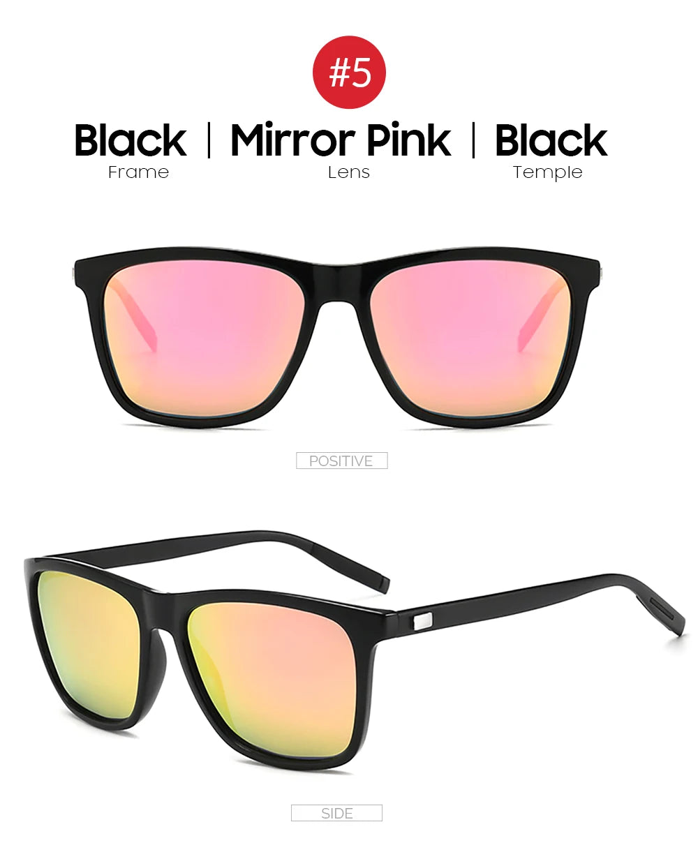 VIVIBEE Luxury Square Polarized Sunglasses Men Driving Blue Mirror Lens Classic Unisex Sun Glasses 2026 Trends Women Shades