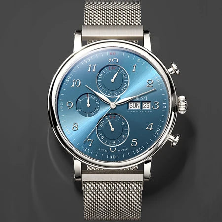 Luxury Brand Switzerland LOBINNI Ewiger Kalender Automatische mechanische Herrenuhr Saphirglas Multifunktionsuhr L13019-8