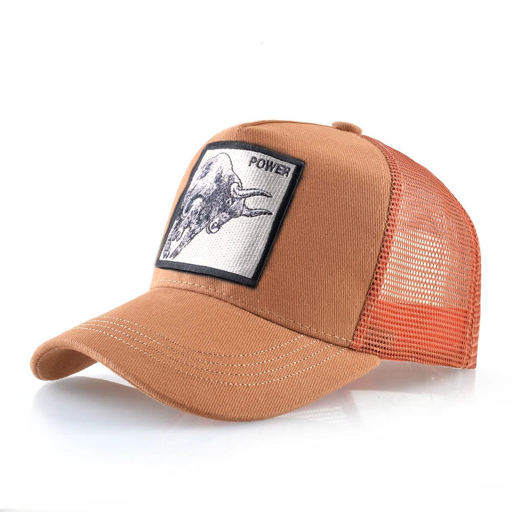 K Baseball Caps Men Snapback Hip Hop Trucker Cap With Embroidery Bull Patch Four Seasons Breathable Mesh Trucker Hat For Women