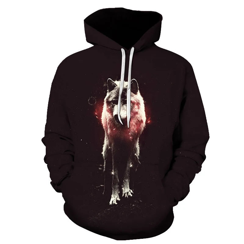Cool Space Galaxy Wolf Hoodie Hoodies Men Bright Wolf Fashion Handsome Wolf Hoddies Spring Autumn Pullovers Sweatshirts Sweat