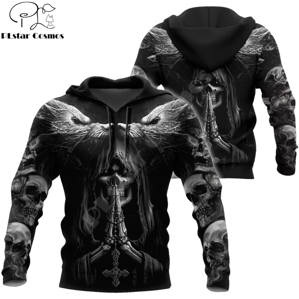 Autumn Fashion Hoodies Fenrir Wolf Skull Tattoo 3D All Over Printed Mens Sweatshirt Unisex Zip Pullover Casual Jacket DW0364