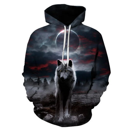 Cool Space Galaxy Wolf Hoodie Hoodies Men Bright Wolf Fashion Handsome Wolf Hoddies Spring Autumn Pullovers Sweatshirts Sweat
